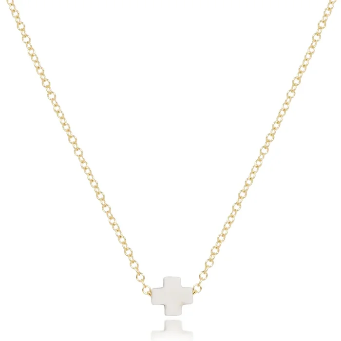16″ Necklace Gold – Signature Cross Small