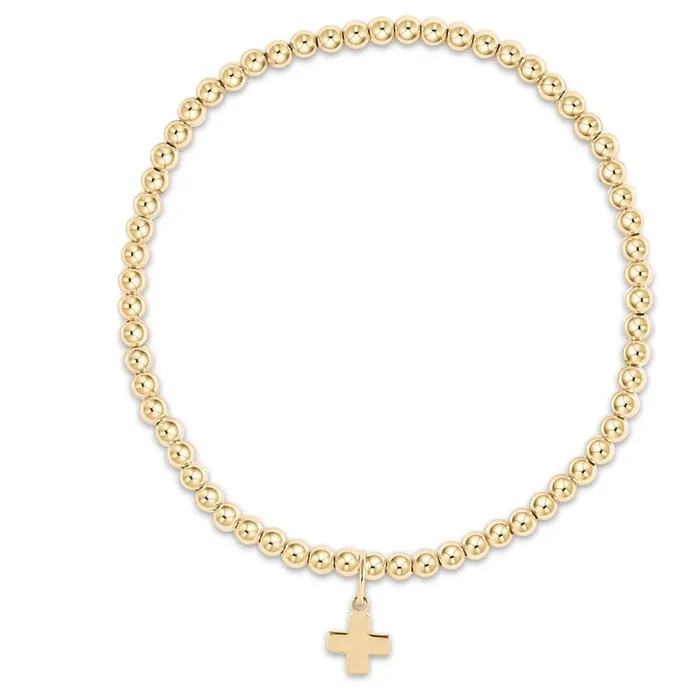 egirl classic gold 3mm bead bracelet – signature cross gold charm