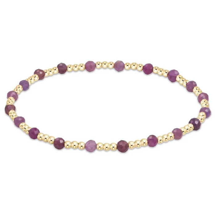 egirl Gemstone Gold Sincerity Pattern 3mm Bead Bracelet – Ruby
