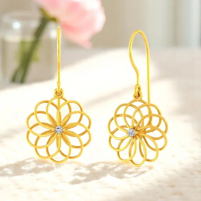 Elegant Certified Natural Diamond Drop Earrings in 14K Yellow Gold Lightweight Everyday Wear for Women