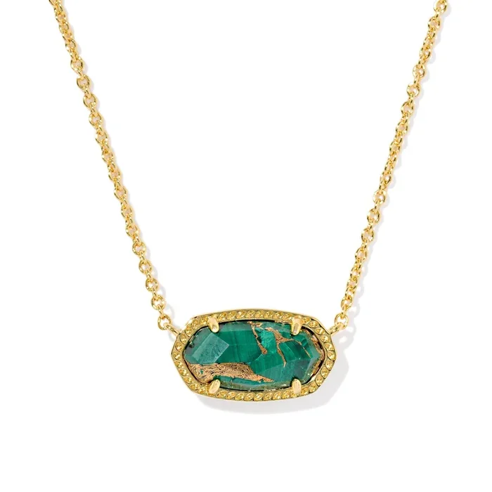 Elisa Pendant Necklace in Bronze Veined Green Malachite