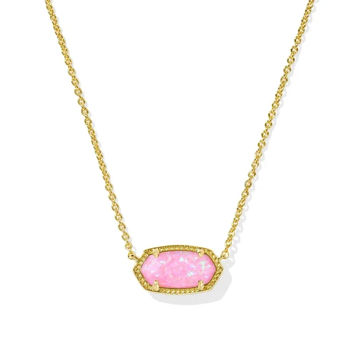 Elisa Pendant Necklace in Gold & Carnation Kyocera Opal