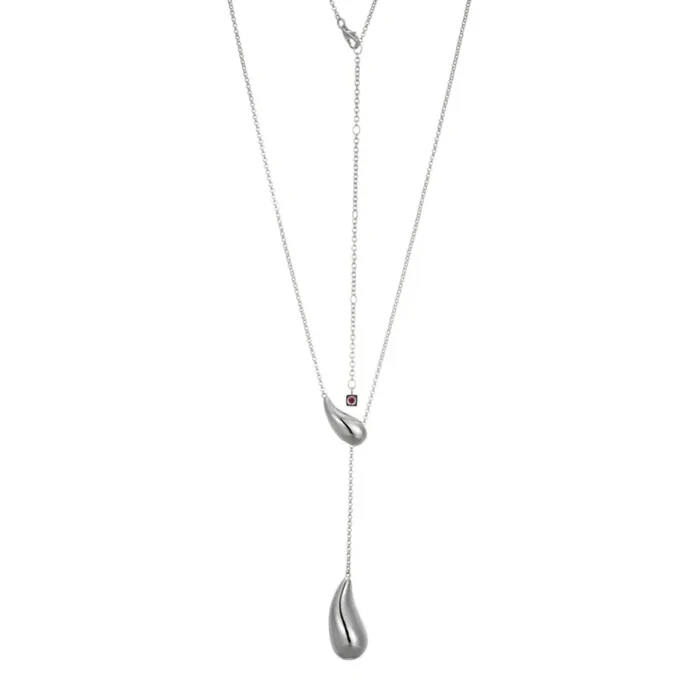 Elle Sterling Silver Teardrop Lariat Necklace