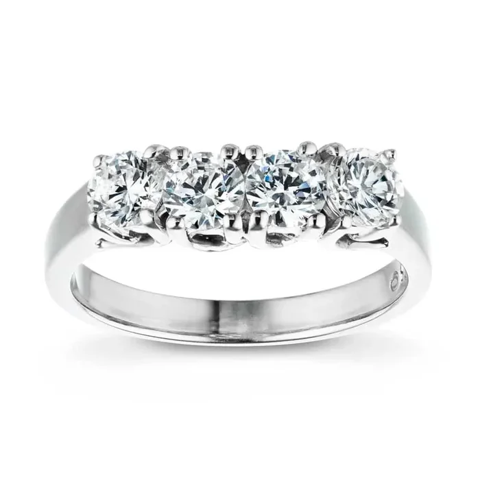 Ellise 1 ctw Round Lab Grown Diamond Four Stone Trellis Anniversary Band