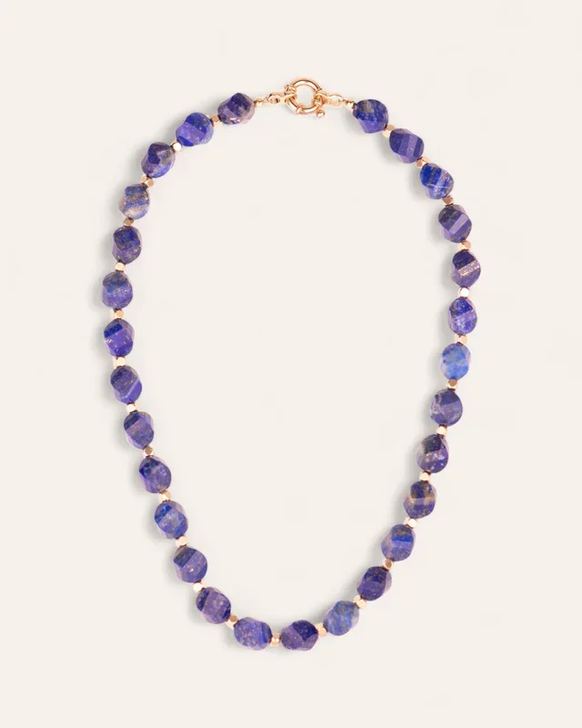 Elvira Necklace Gold Plated with Lapis Lazuli