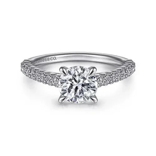 Emberlyn – 14K White Gold Round Diamond Engagement Ring (Setting Only)