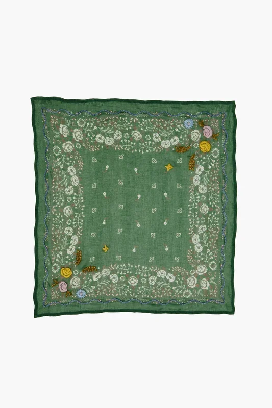 Embroidered Floral Bandana English Ivy