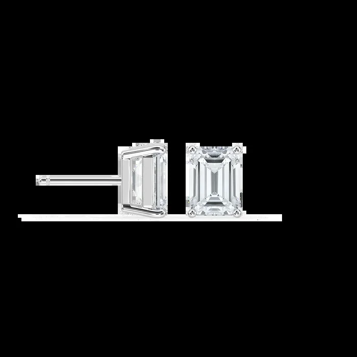 Emerald Cut Basket Studs with 1.50ct Lab-Grown Diamonds in 14K White Gold