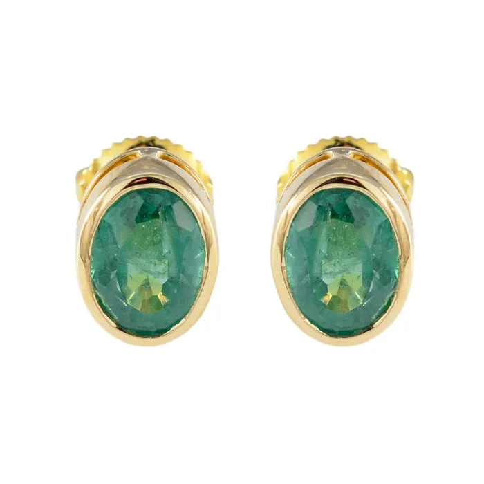 Emerald CZ American Mei Solitaire Stud Green 925 Silver Earring