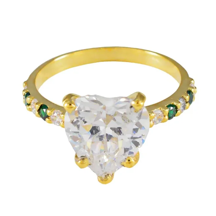 Emerald CZ Halo Indian Silver Green Gemstones Dainty Love Ring Jewelry