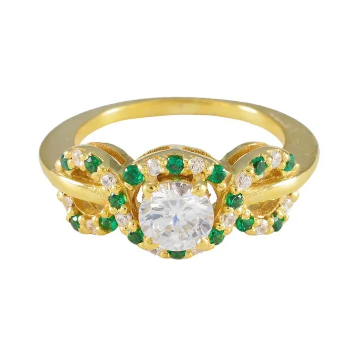 Emerald CZ Halo Korean Silver Green Gemstone Whisper-thin propsel Ring Jewelry
