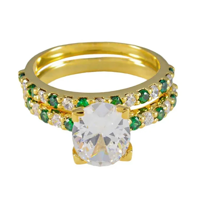 Emerald CZ Halo Latin American 925 Silver Green Gems Slim Promise Ring Jewellery