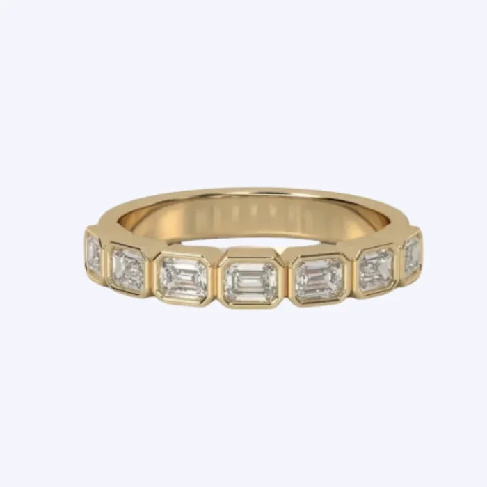 Emerald Lab-Grown Diamond Bezel Band