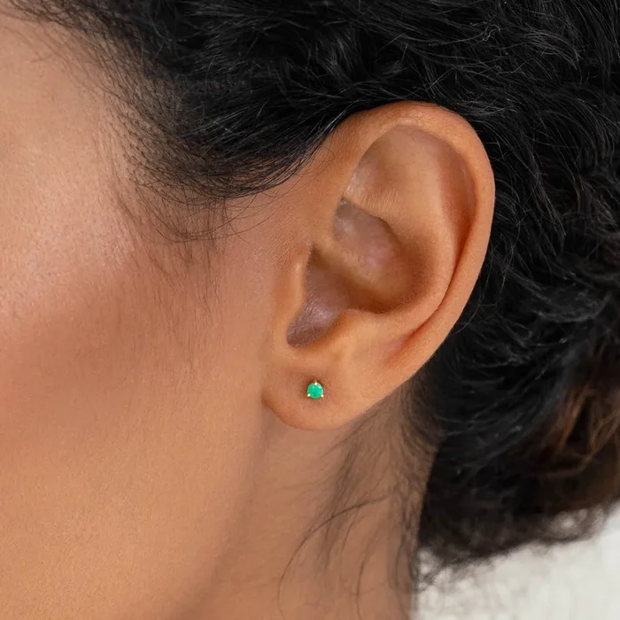 Emerald Stud Earrings 14k Gold – Valentina