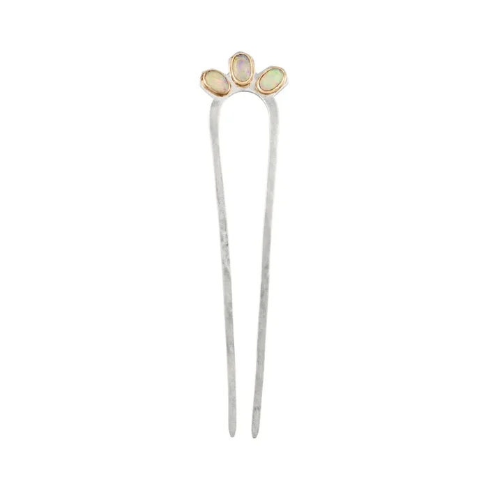 Empire Hair Pin in Opal & Silver – Large