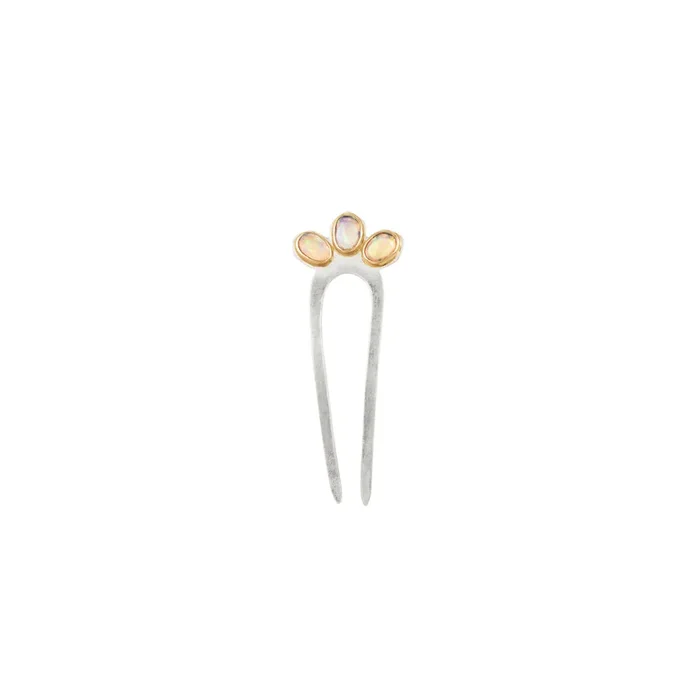 Empire Hair Pin in Opal & Silver – Small