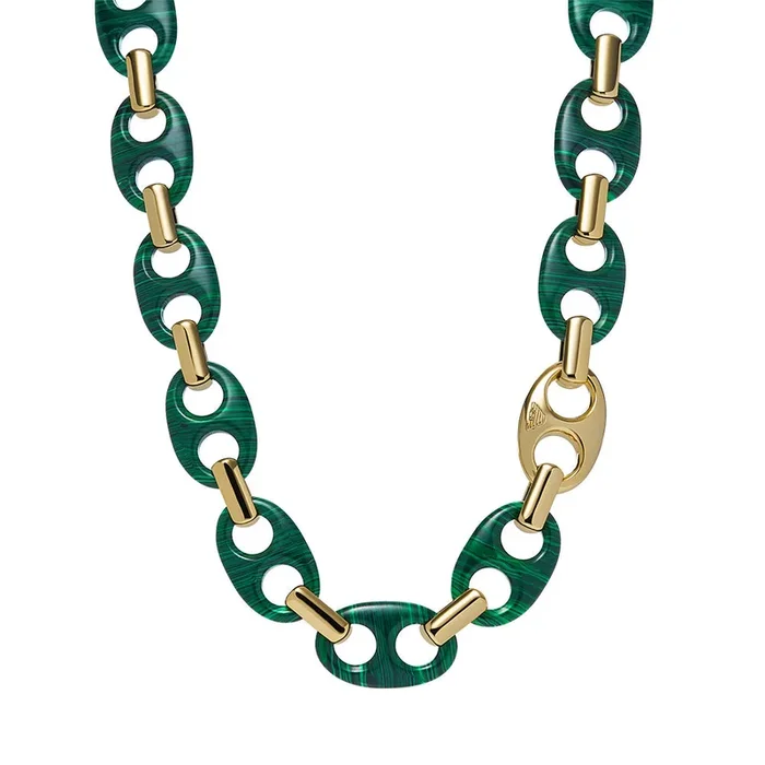 Emporio Armani Gold Plated Brass Reconstituted Malachite Chain