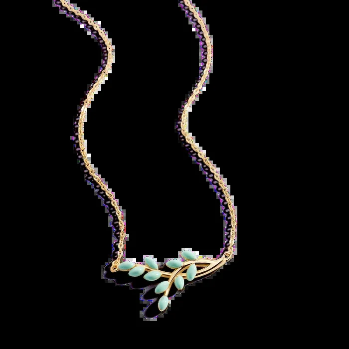 Enamel Leaf Pendant Necklace
