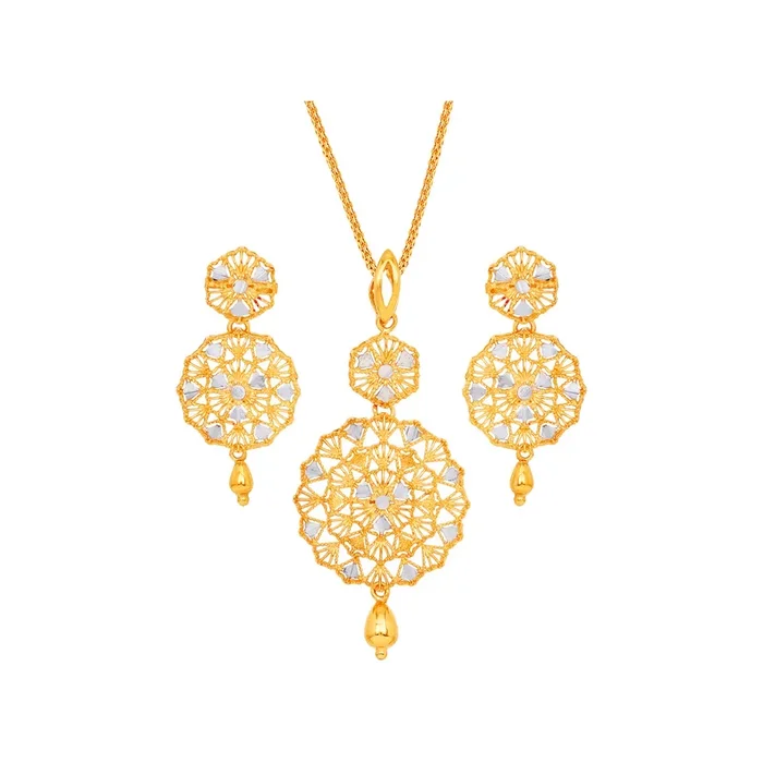 Enchanting Two tone Pendant Set in 22K Gold