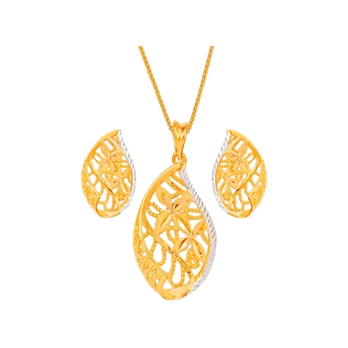 Endearing Two tone Pendant Set in 22K Gold