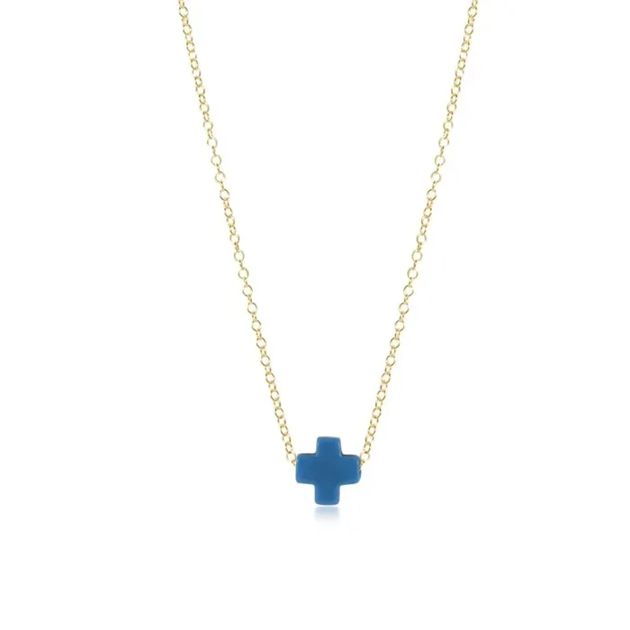 enewton 16″ Necklace Gold – Signature Cross Cobalt