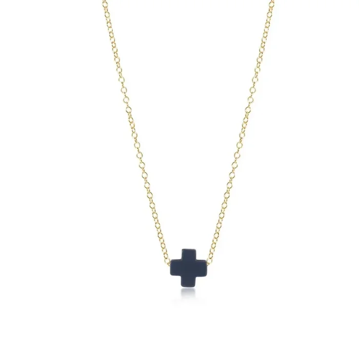 enewton 16″ Necklace Gold – Signature Cross Navy