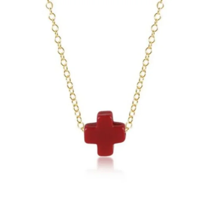 enewton 16″ Necklace Gold – Signature Cross Red