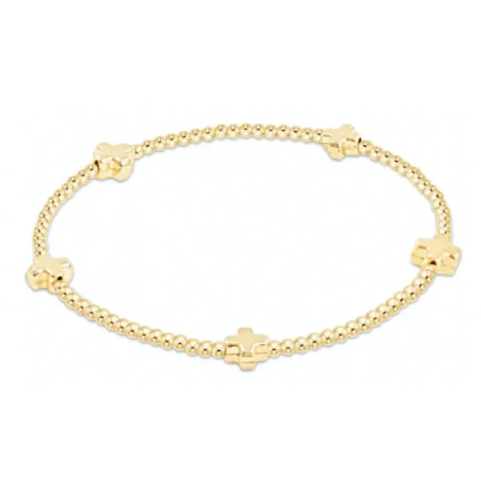 enewton 5.5″ egirl Signature Cross Small Gold Pattern 2mm Bead Bracelet – Gold