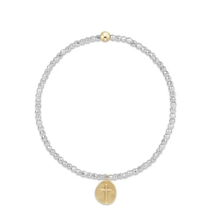 enewton 6.25″Bright Silver Faceted Hematite 2mm Bead Bracelet – Inspire Small Gold Charm *RETIRED*