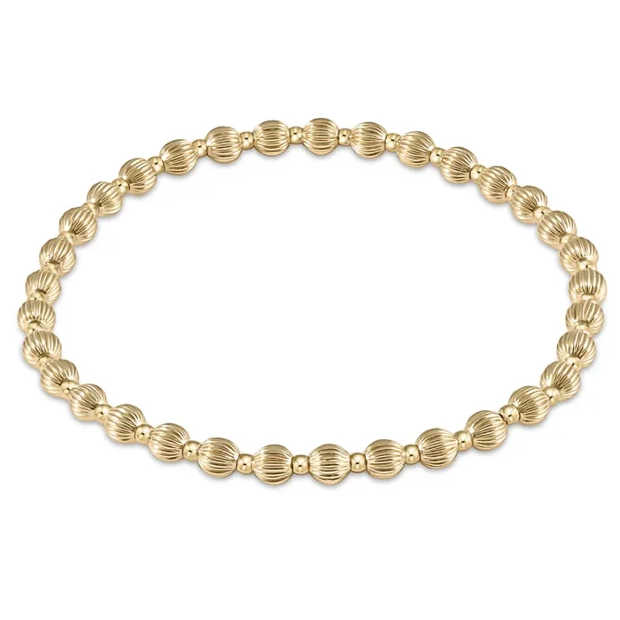 enewton 6.25″ Dignity Grateful Pattern Bead Bracelet – Gold 4mm