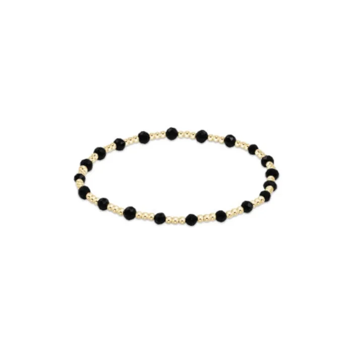 enewton 6.25″ Gemstone Gold Sincerity Pattern 3mm Bead Bracelet – Faceted Onyx