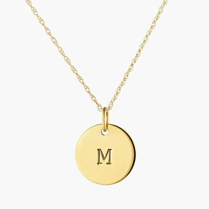 Engraved Initial Disc Pendant – 16, 18 or 20 Inches