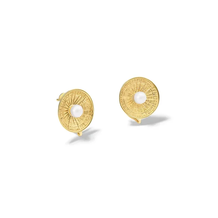 Epidavros Stud Earrings Yellow Gold – Pearl