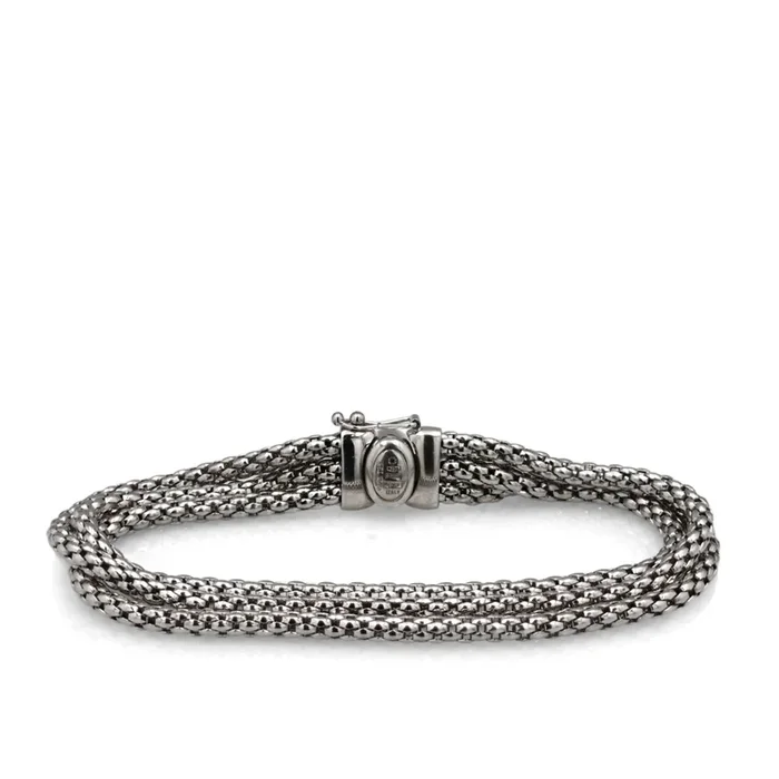 Estate Fope 18k White Gold 7″ Triple Strand Mesh Design Link Chain Bracelet
