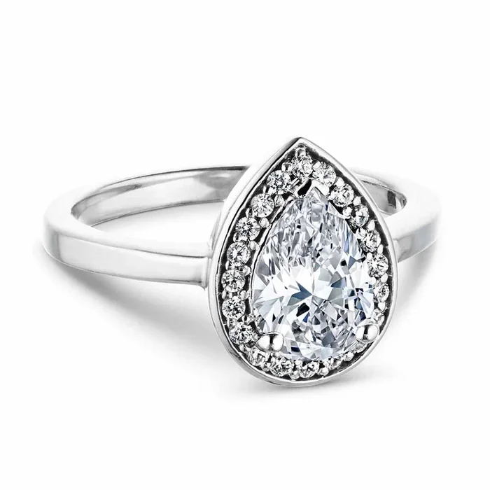 Estelle Pear Lab Grown Diamond Collar Halo Engagement Ring