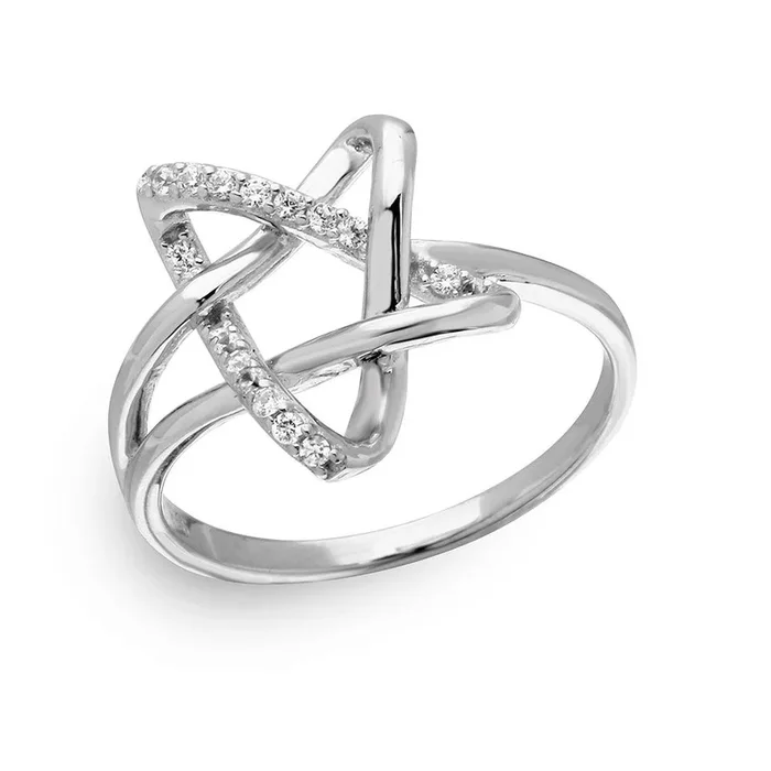Estrella Entrelazada en Plata 925 Rodiada con CZ – GMR00136