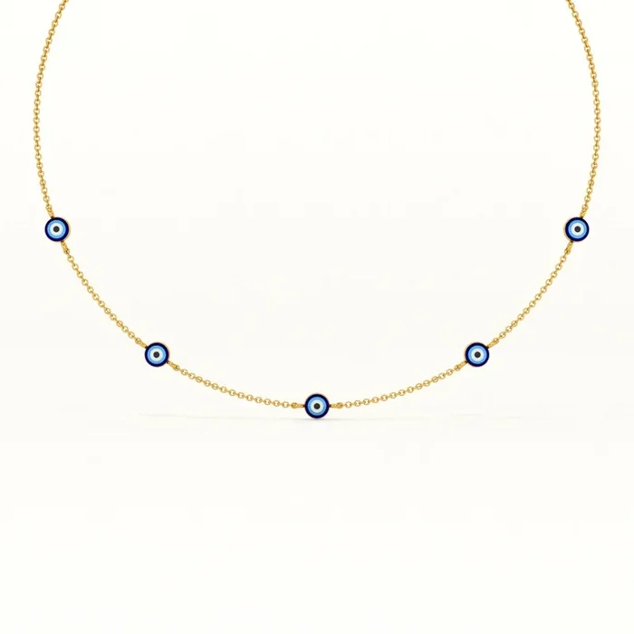 Evil Eye 925 Sterling Silver Station Necklace