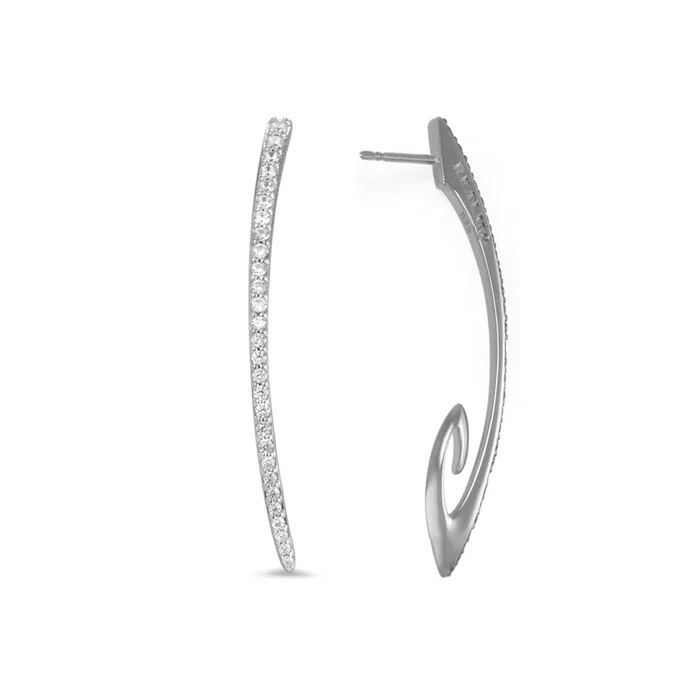Exclamation Pavé Earring Medium – Sterling Silver + CZ Blanc