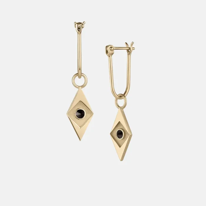 Facet Earring, Black Diamond