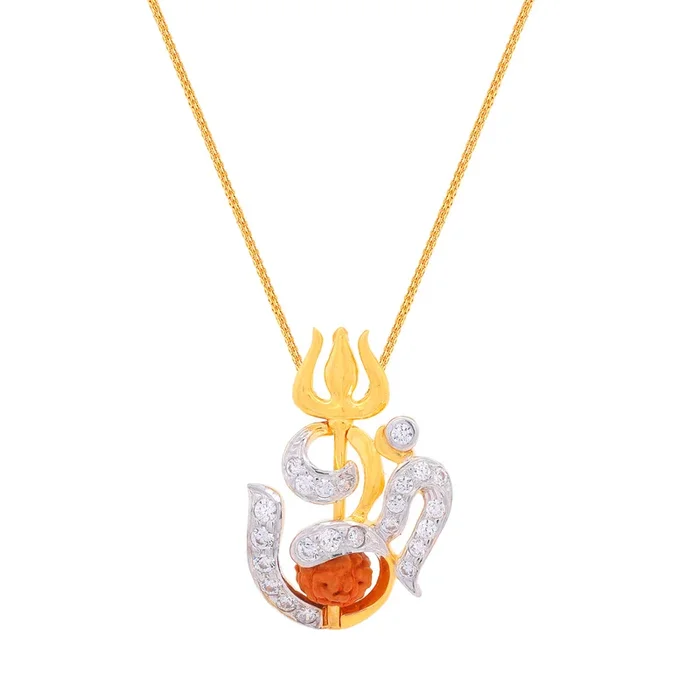 Fanyc Two tone Pendant With CZ in 22K Gold