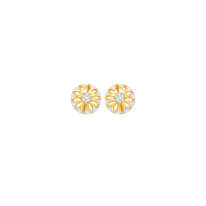Fascinating Two tone Earrings with CZ in 22K Gold