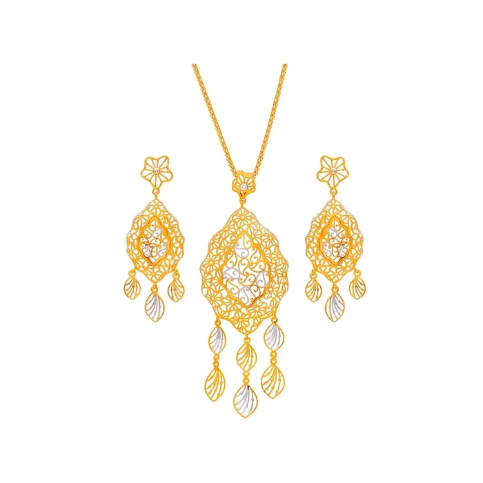 Fascinating Two tone Pendant Set in 22K Gold