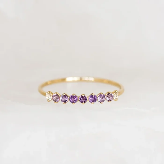 February Birthstone Ring 14k Gold – Ombre Amethyst