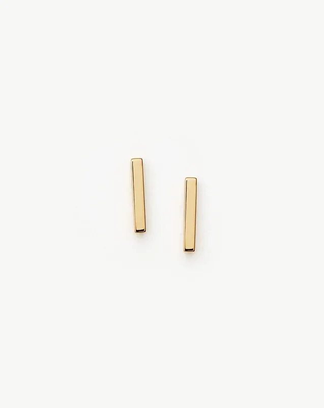 Fine Bar Stud Earrings | 14k Solid Gold