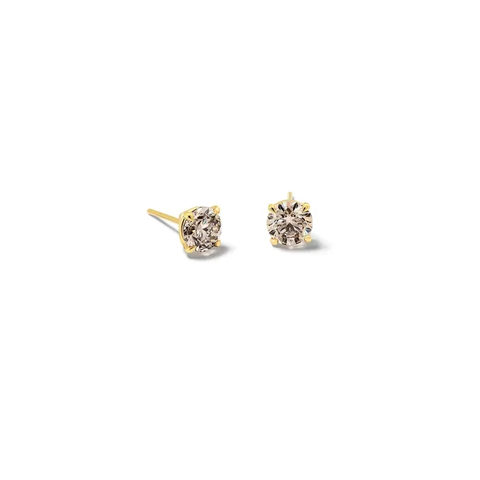 Finita Stud Earrings 18ct Yellow Gold – Champagne Diamond