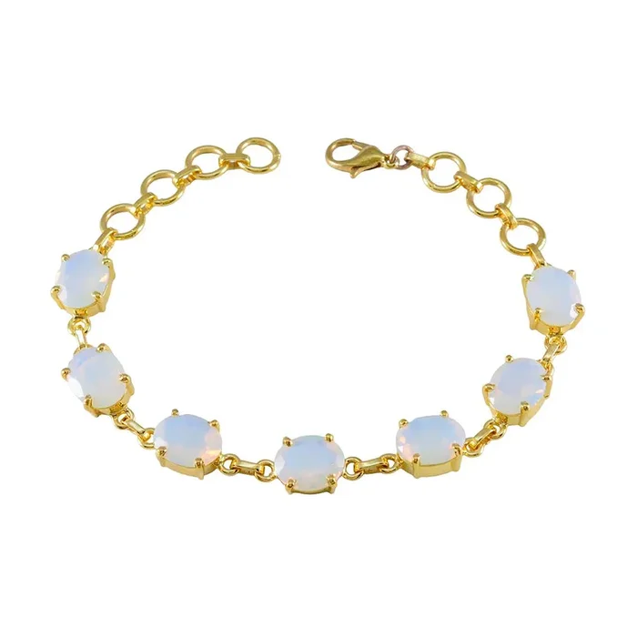 Fire Opal Annual Grammy Awards Slim White Silver Links Bracelet