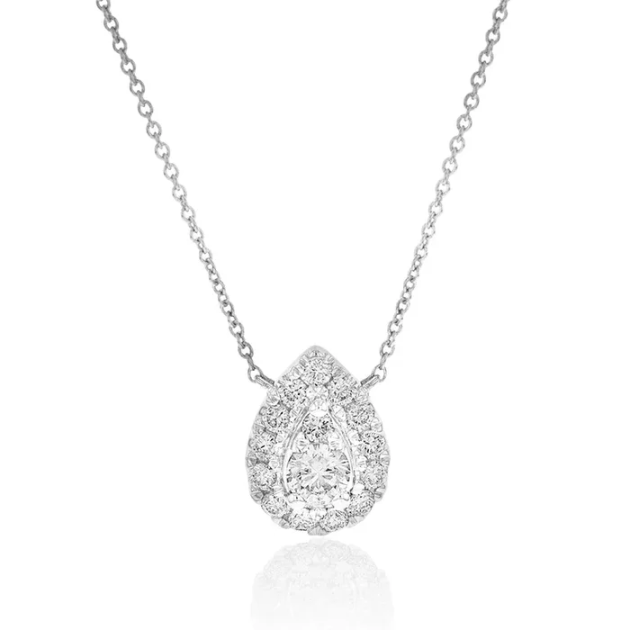 Flawless Cut 1/3 Carat Tear Drop Diamond Pendant in 9ct White gold With 45cm Chain