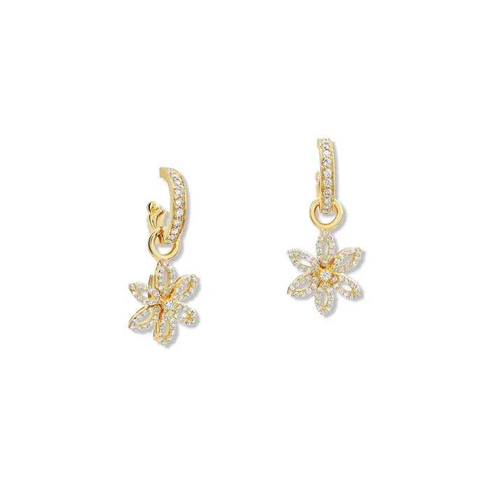 Fleur de Lys Earring Drops 18ct Yellow Gold – Diamond