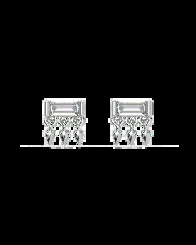 Floating Drops Baguette Stud Earrings