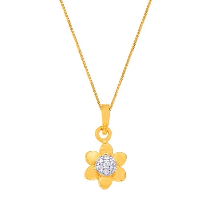 Floral Pendant With CZ in 22K Gold